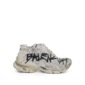 Runner Graffiti Sneakers in White/Black