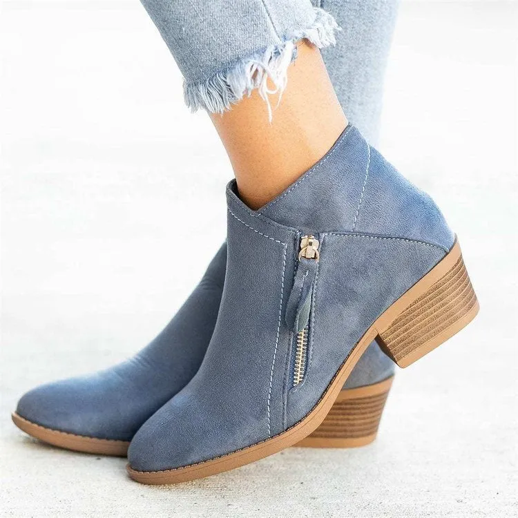 SH268 - Suede Double Side Zipper Boots