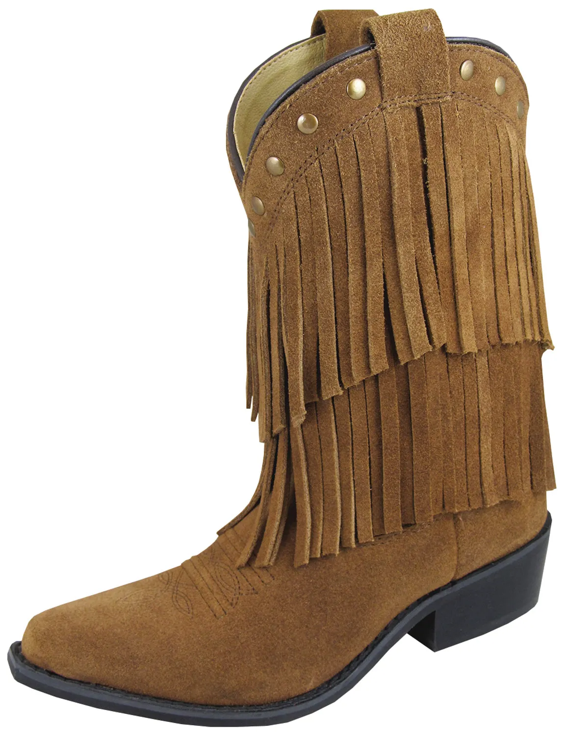 Smoky Mountain Boots Children Girls Wisteria Brown Leather Fringe 1.5 D