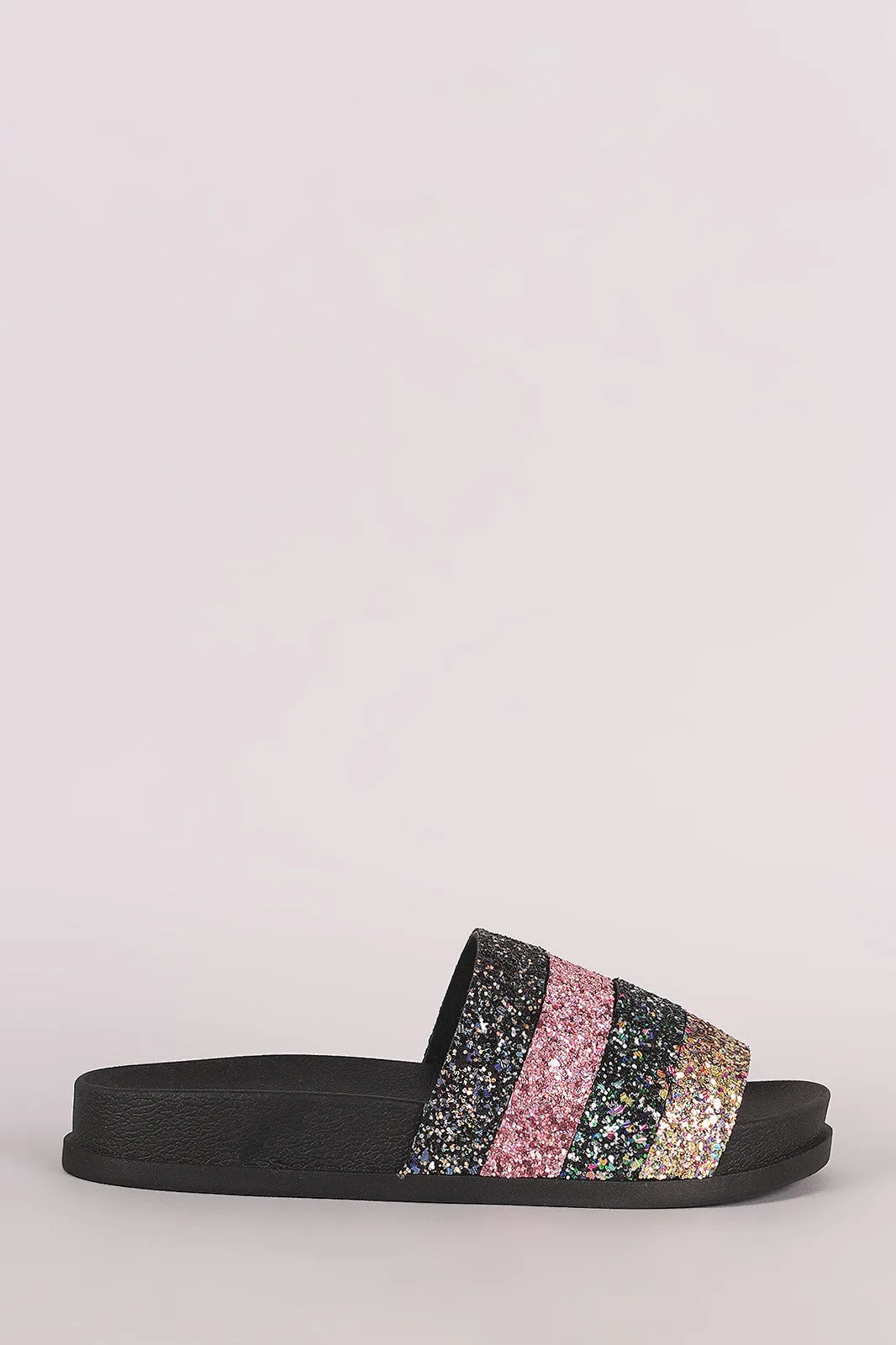 Strappy Glitter Slide Sandal