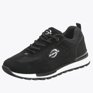 Suede Mesh Breathable Black Sneakers