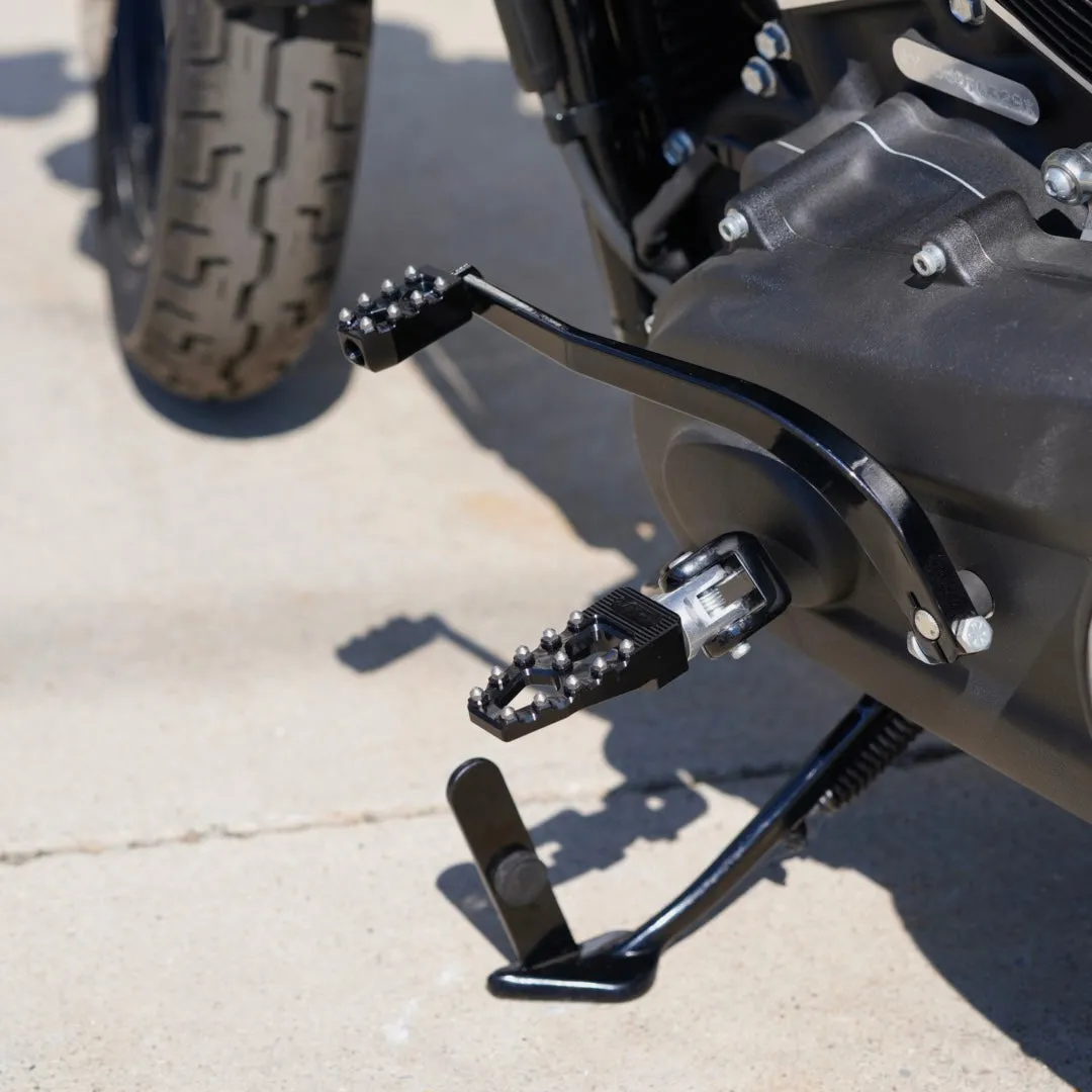 TC Bros. Pro Series Black MX Lite Rider Foot Pegs for 2018-newer Harley Softail & Pan America