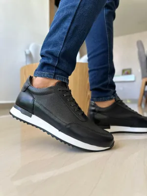 TENIS RYAN EN CUERO NEGRO PARA HOMBRE / TOÑ - 431