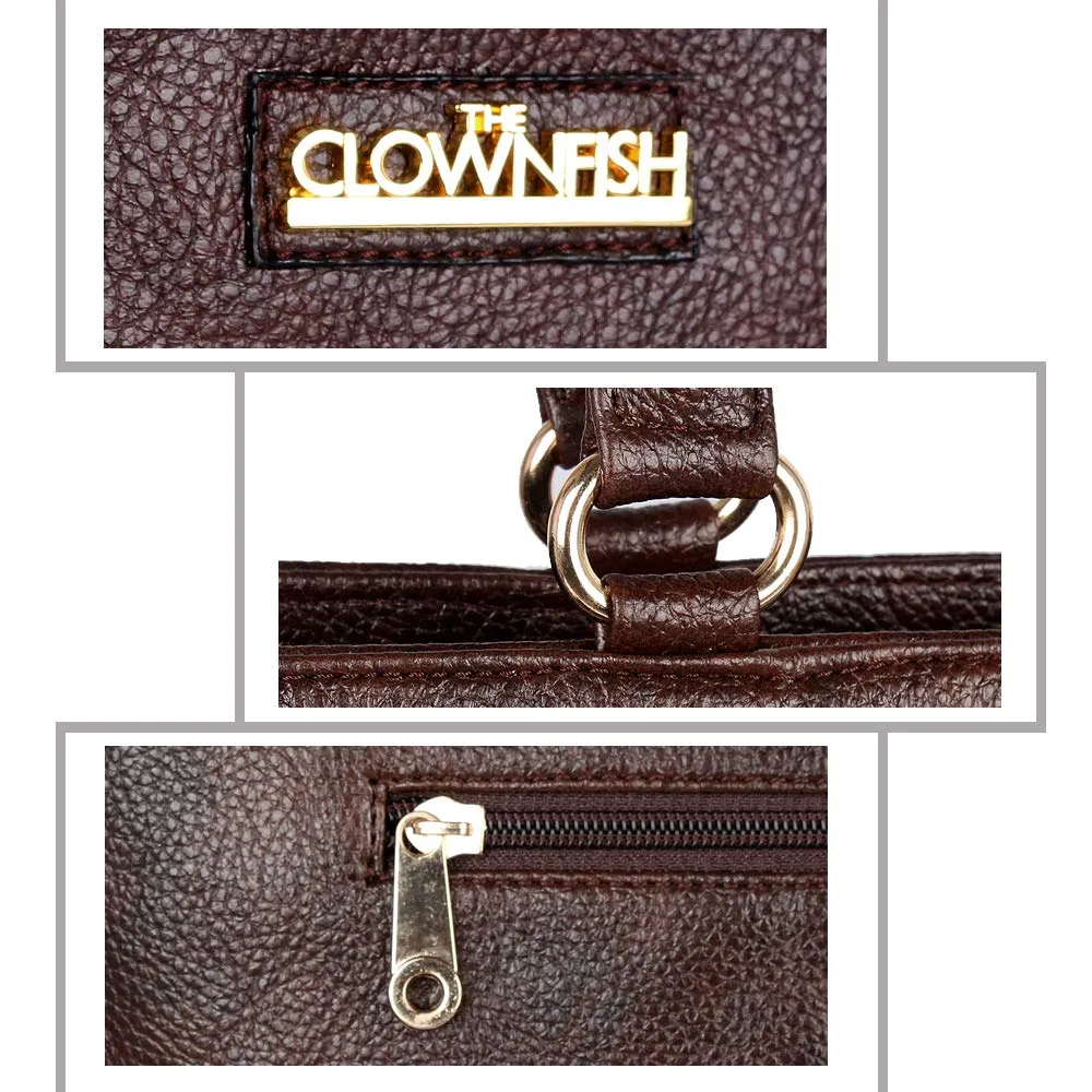 THE CLOWNFISH Synthetic 35 cms Dark Brown Messenger Bag (TCFWHBFL-ABDBR36)