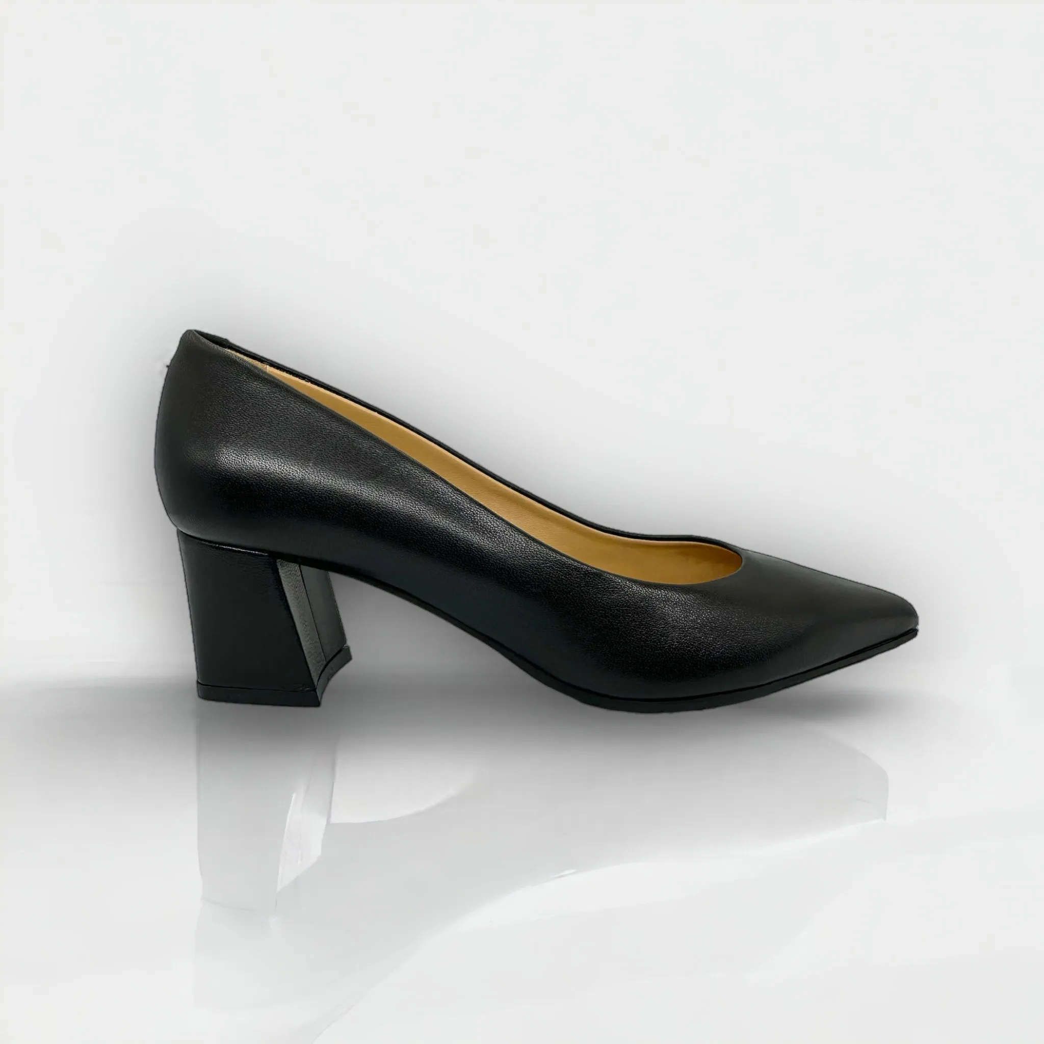 The Lexie Black Leather Bloch Heel Pump Shoe Final Sale!