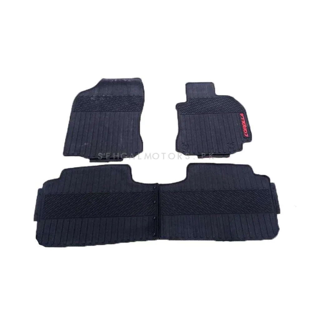 Toyota Corolla Custom Fit PVC Rubber Floor Mat Black and Red Mix Design 3 Pcs - Model 2014-2017