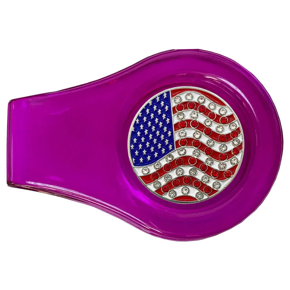 USA Flag Golf Ball Marker With Colored Clip