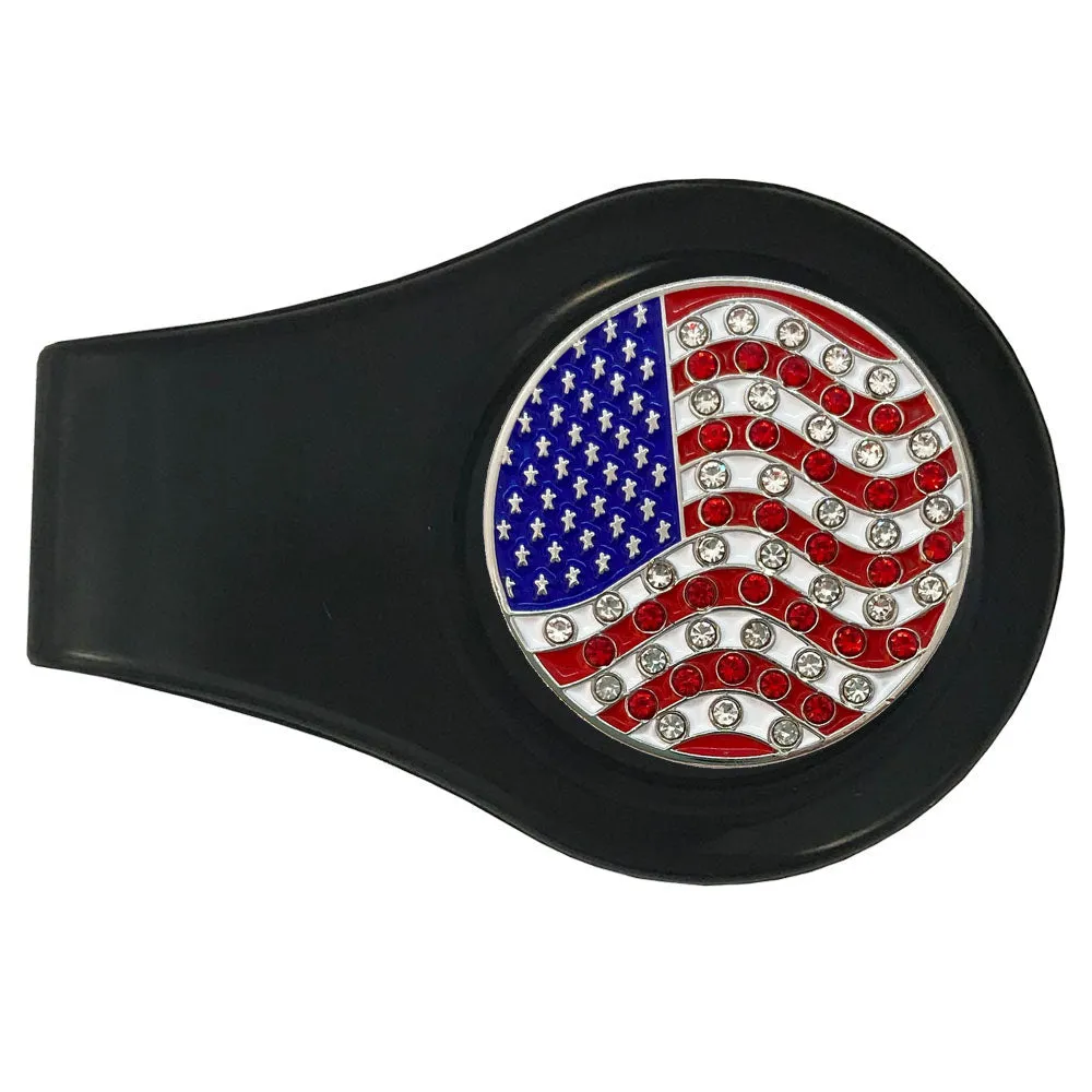 USA Flag Golf Ball Marker With Colored Clip