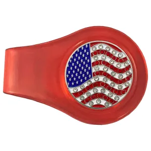 USA Flag Golf Ball Marker With Colored Clip