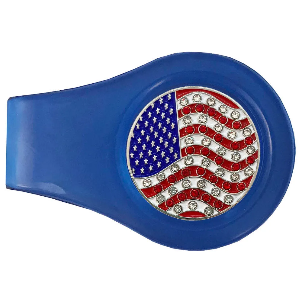 USA Flag Golf Ball Marker With Colored Clip