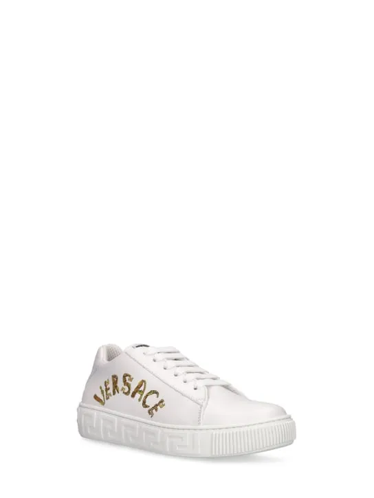 Versace   Leather low lace-up sneakers 