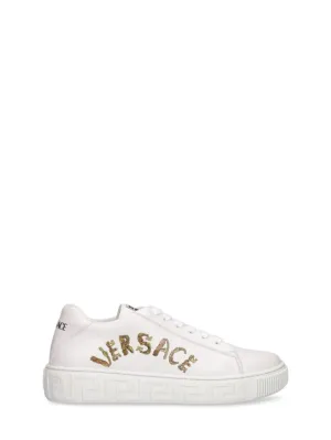 Versace   Leather low lace-up sneakers 