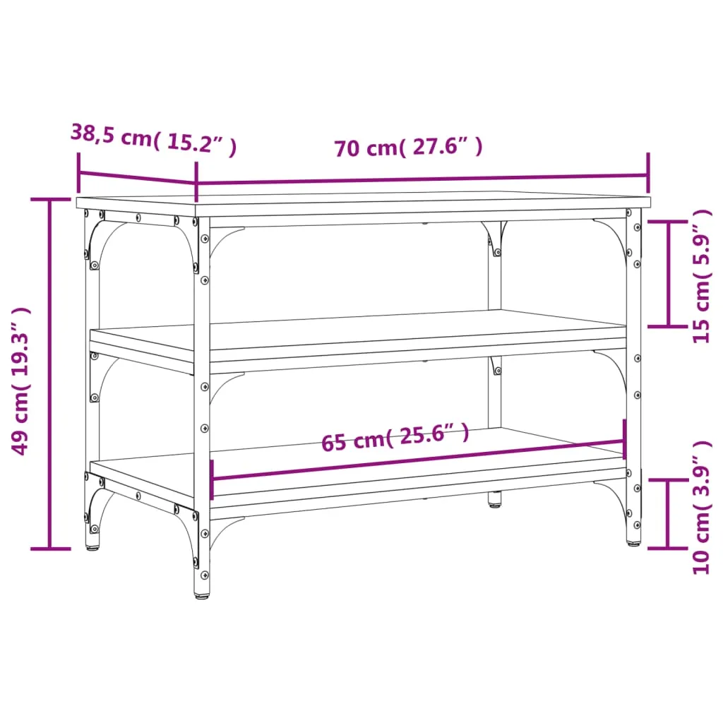 vidaXL Shoe Bench Smoked Oak 70x38.5x49 cm Engineered Wood