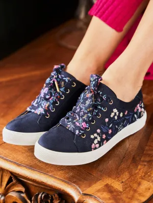 Virevolte Recycled Grain Leather Embroidered Vegan Sneakers | Midnight Flowers