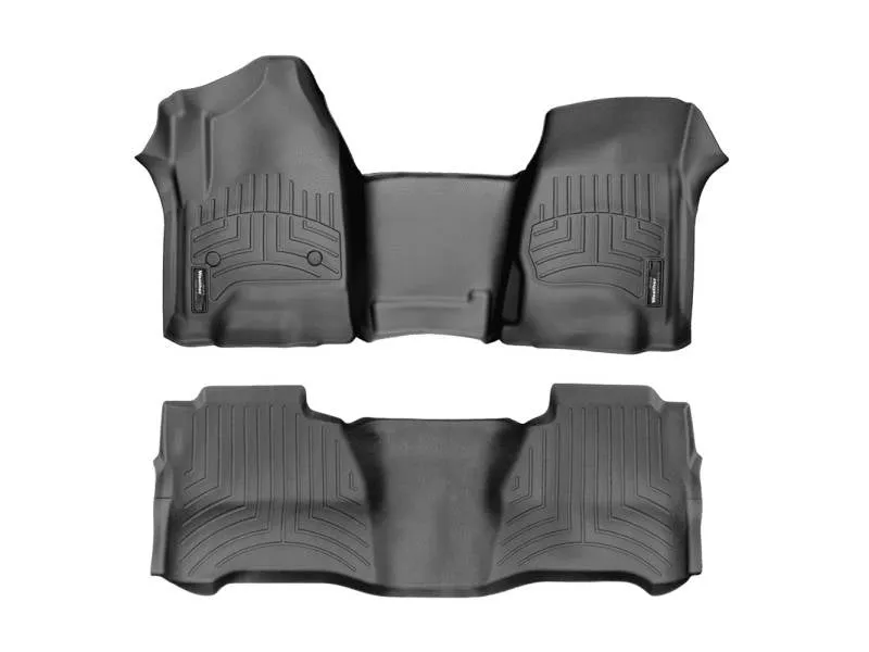 WeatherTech FloorLiners - Front/2nd Row - Over The Hump - Black - Crew Cab - Bench Seats - GM Fullsize Truck 2019-20