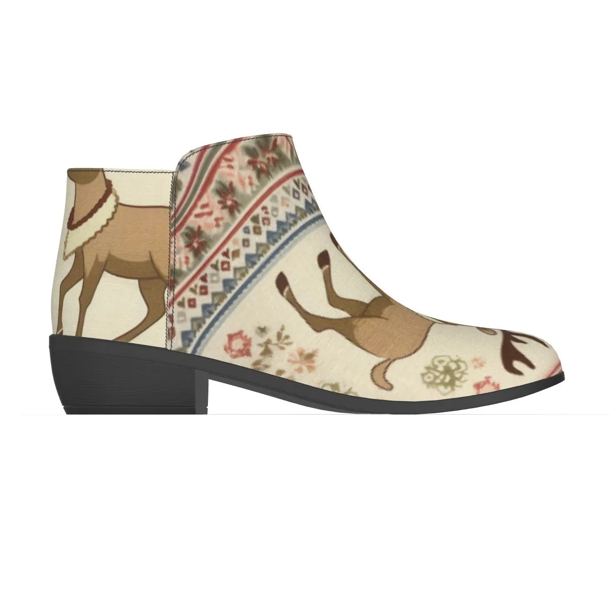 Women's Fashion Boots Christmas print browns/deer