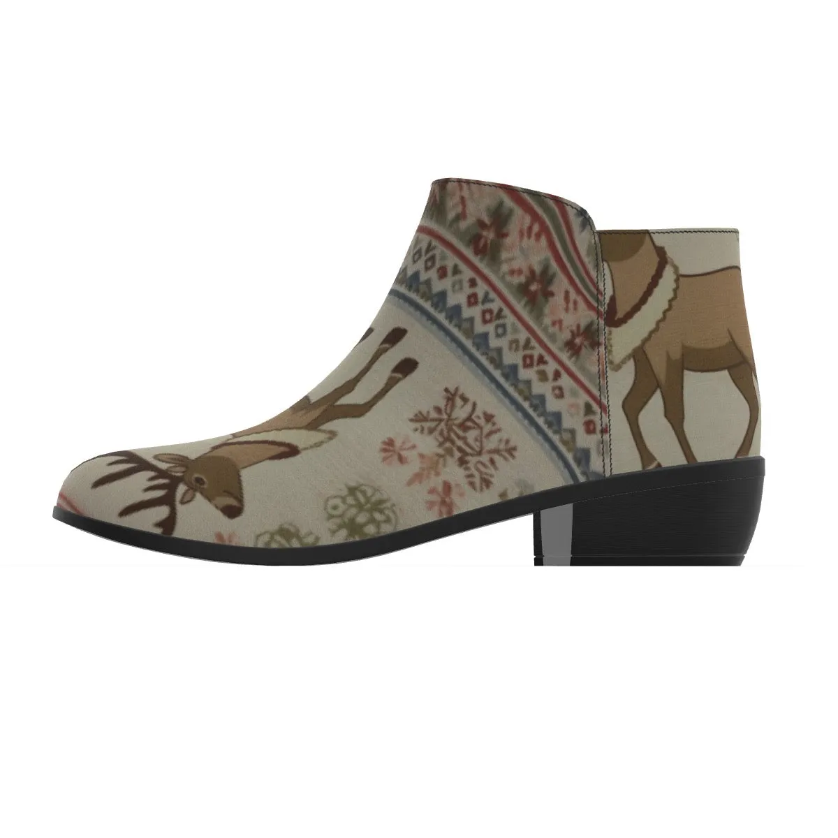 Women's Fashion Boots Christmas print browns/deer