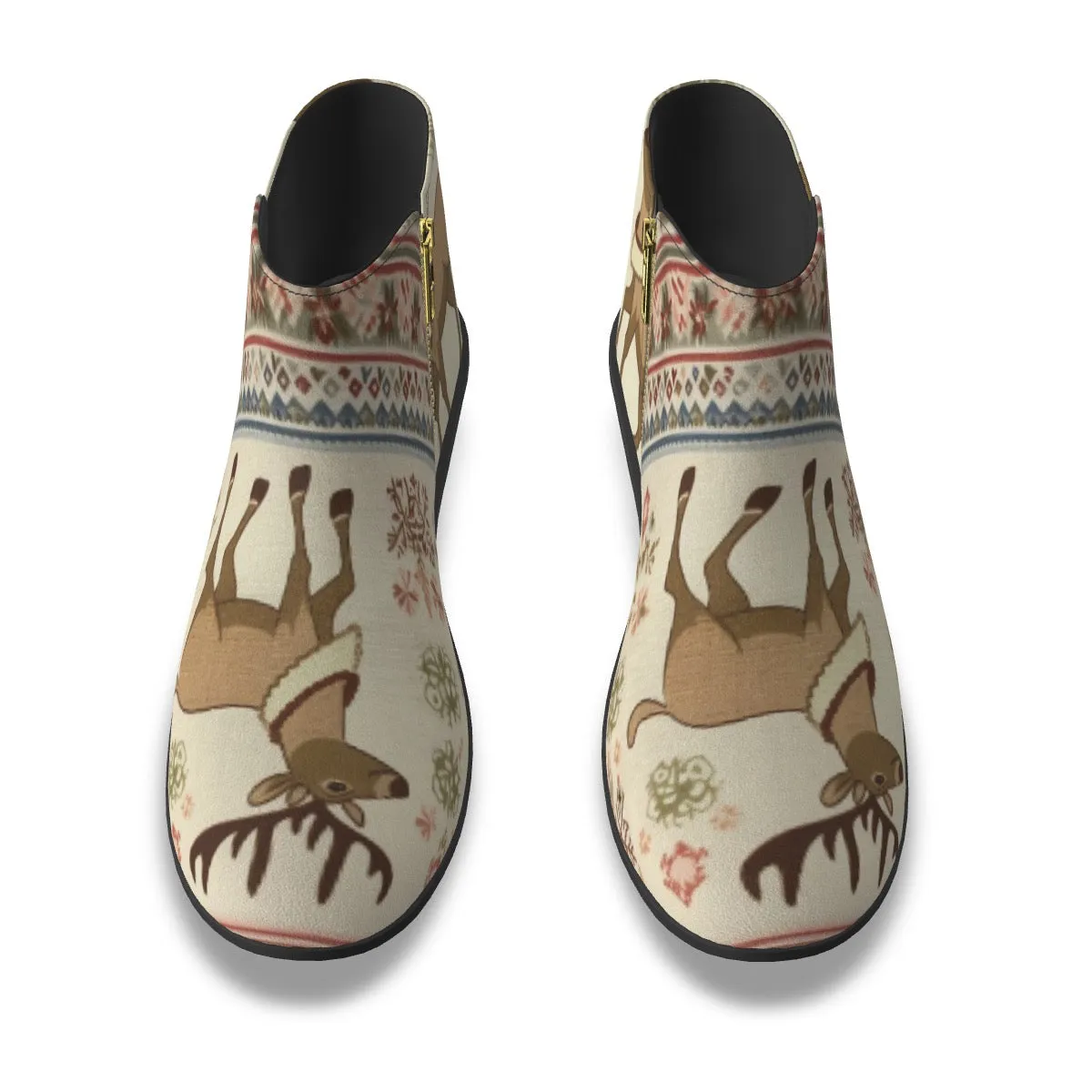 Women's Fashion Boots Christmas print browns/deer