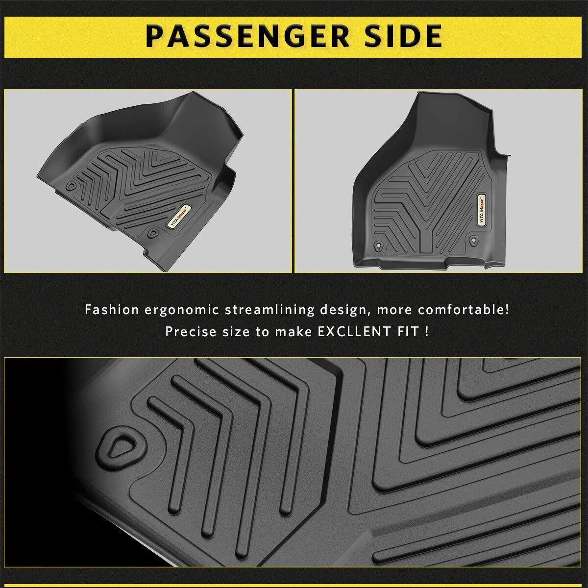 YITAMOTOR® Floor Mats Floor Liners for 2012-2018 Dodge Ram 1500 Quad Cab Only, 1st & 2nd Row All Weather Protection